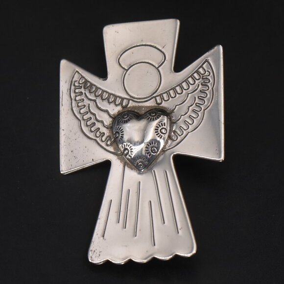 Authentic Guardian Angel Brooch Necklace Pendant Carolyn Pollack Relios S Silver - Picture 2 of 9